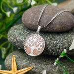 Crystal Tree of Life Pendant Simple White crystal Mineral Jewellery for Men Women Pendulum Necklace Family Tree Necklace Tree of Life Gemstone Rose Quartz