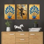 Set of Three Wall Paintings for Wall Dacoration Golden Framed Wall Paintings for Living Room & Bedroom Wall Art for Home Decoration & Office Wall Décor (24x18 inch CH-GD3-10)
