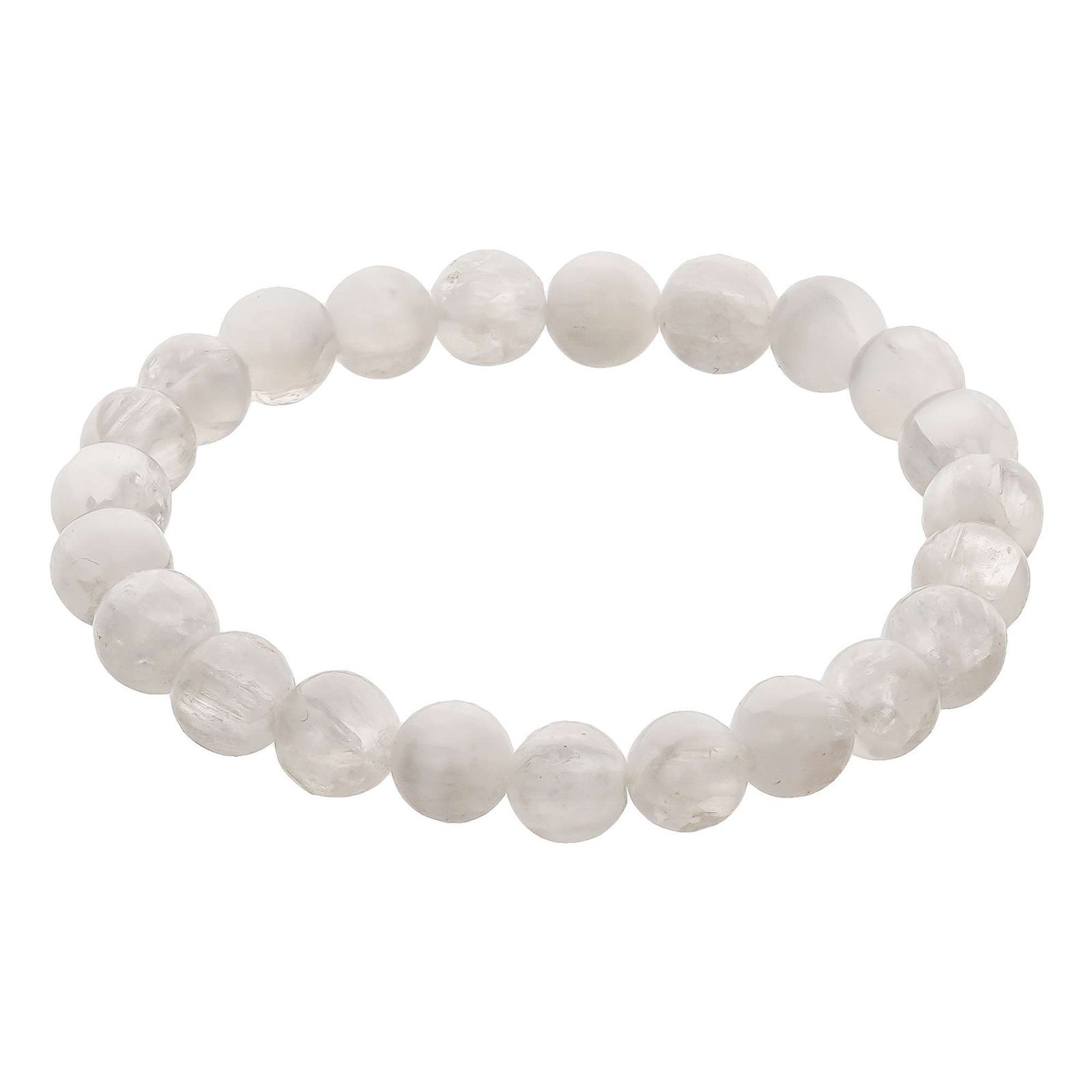 Selenite Crystal Bead Bracelet ? Healing Crystal Bracelet for Women and Men’s Gifts ? 8mm Round Beaded Stretchy Healing and Protection Gemstone Bracelet