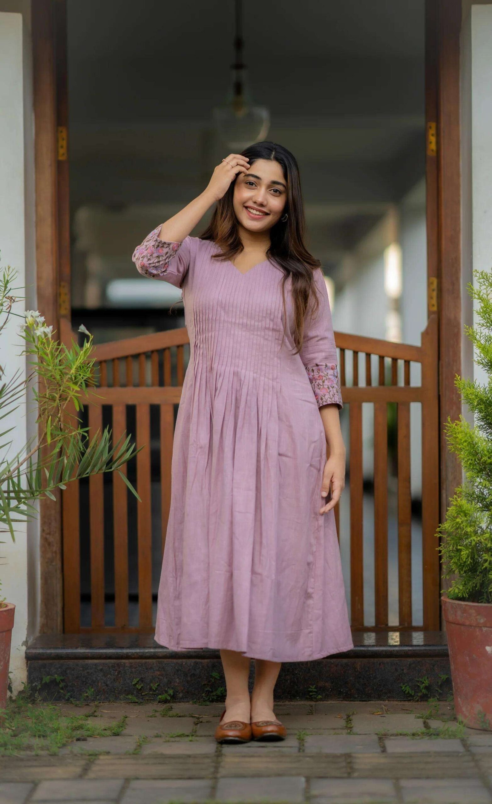 Floral Elegance ? Cotton Embroidered Dress with Printex Magic (XL) - Image 4