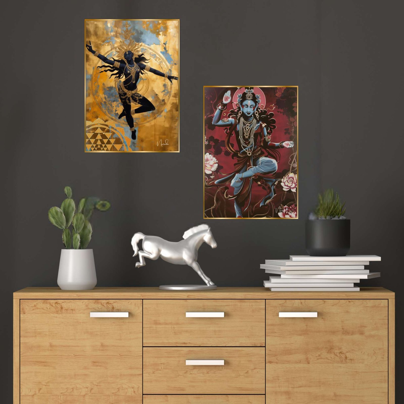 Set of Two Wall Paintings for Wall Dacoration Golden Framed Wall Paintings for Living Room & Bedroom Wall Art for Home Decoration & Office Wall Décor (14×11 inch CH-GD2-1)