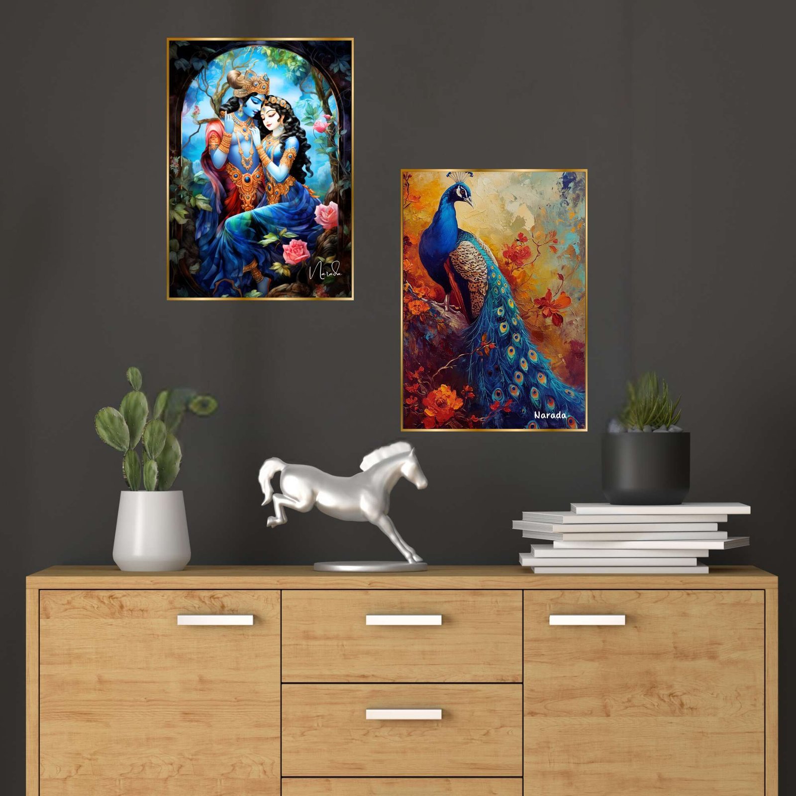 Set of Two Wall Paintings for Wall Dacoration Golden Framed Wall Paintings for Living Room & Bedroom Wall Art for Home Decoration & Office Wall Décor (14×11 inch CH-GD2-5)